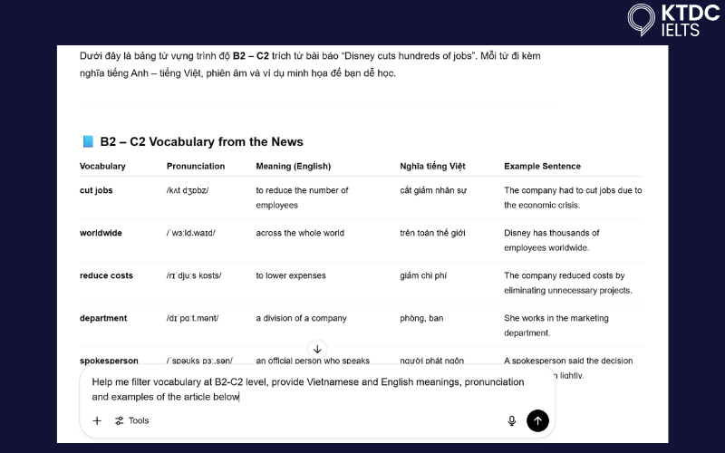 Dùng CHAT GPT HỌC IELTS Vocabulary