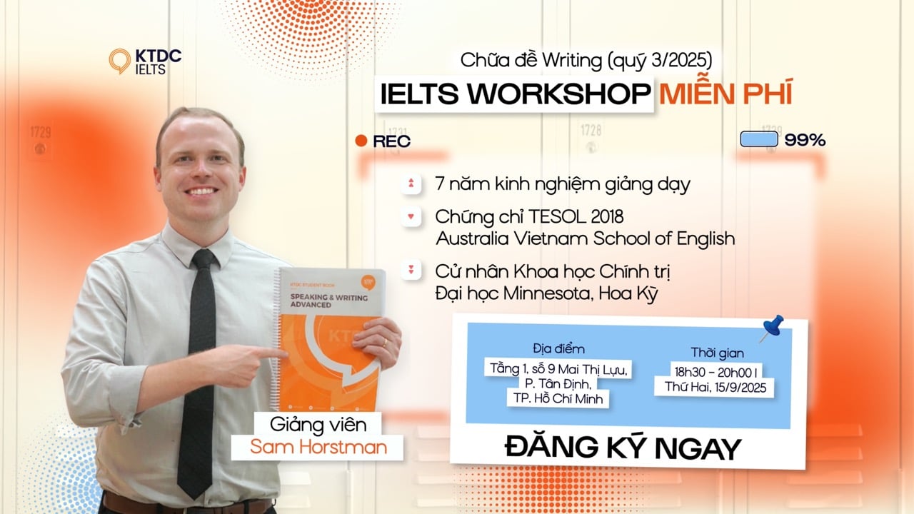 Workshop “Chữa đề IELTS miễn phí” cùng Cựu giám khảo tại KTDC!